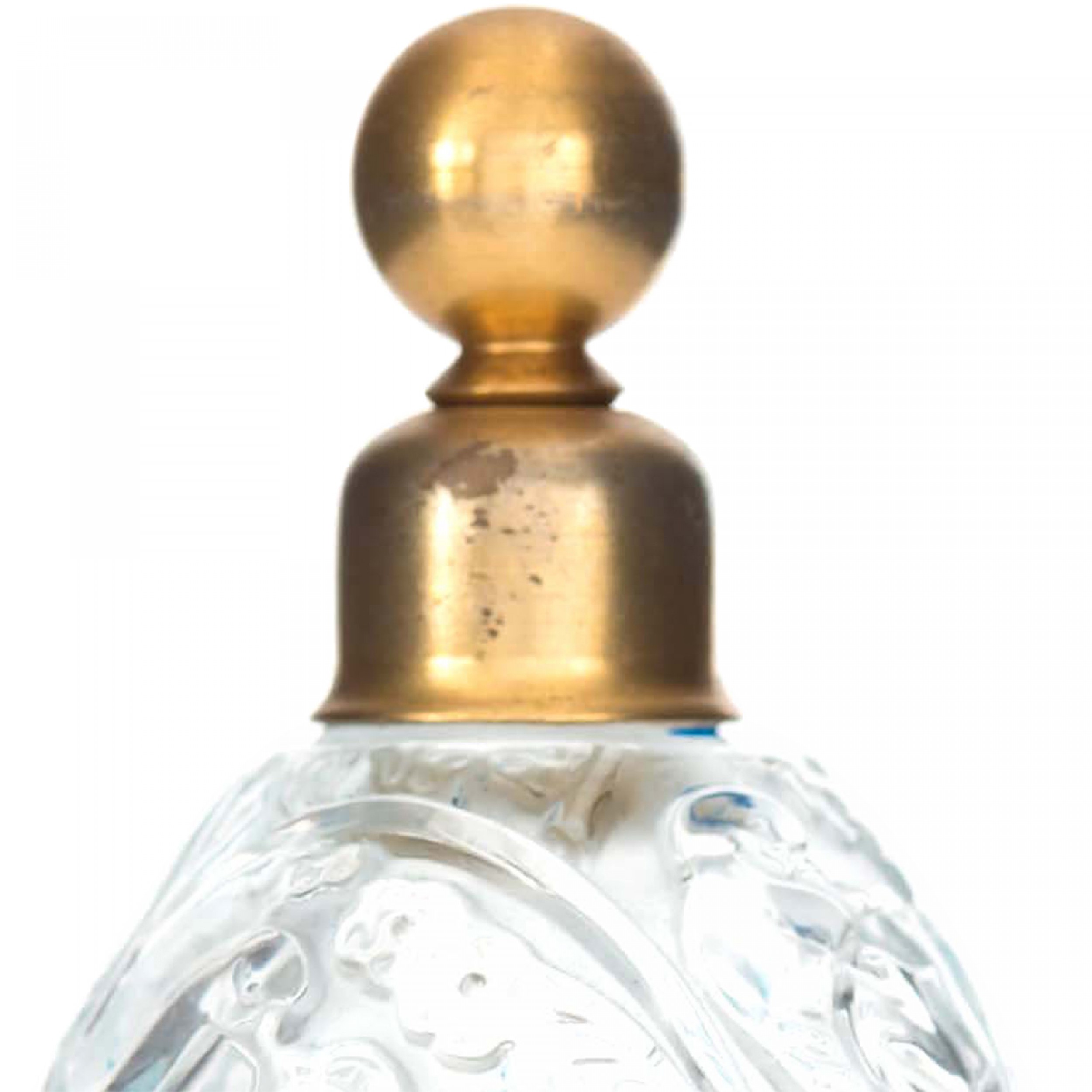 French art deco frosted glass perfume bottle