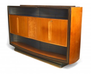 Italian Mid Century walnut maple sideboard 1