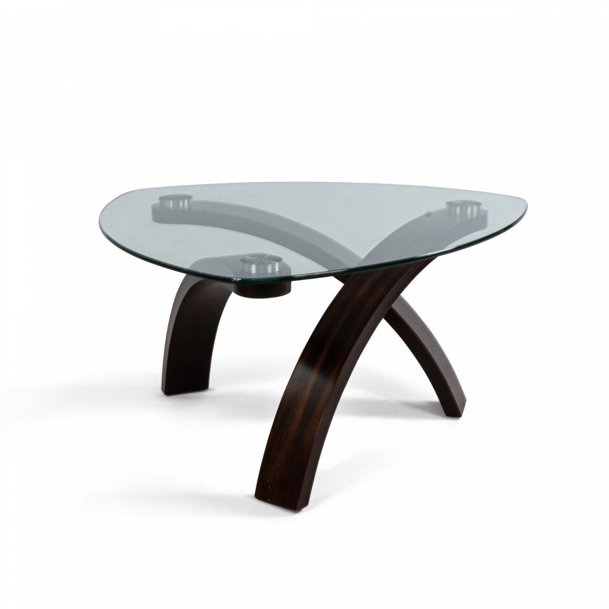 Contemporary molded wood and glass coffee table
