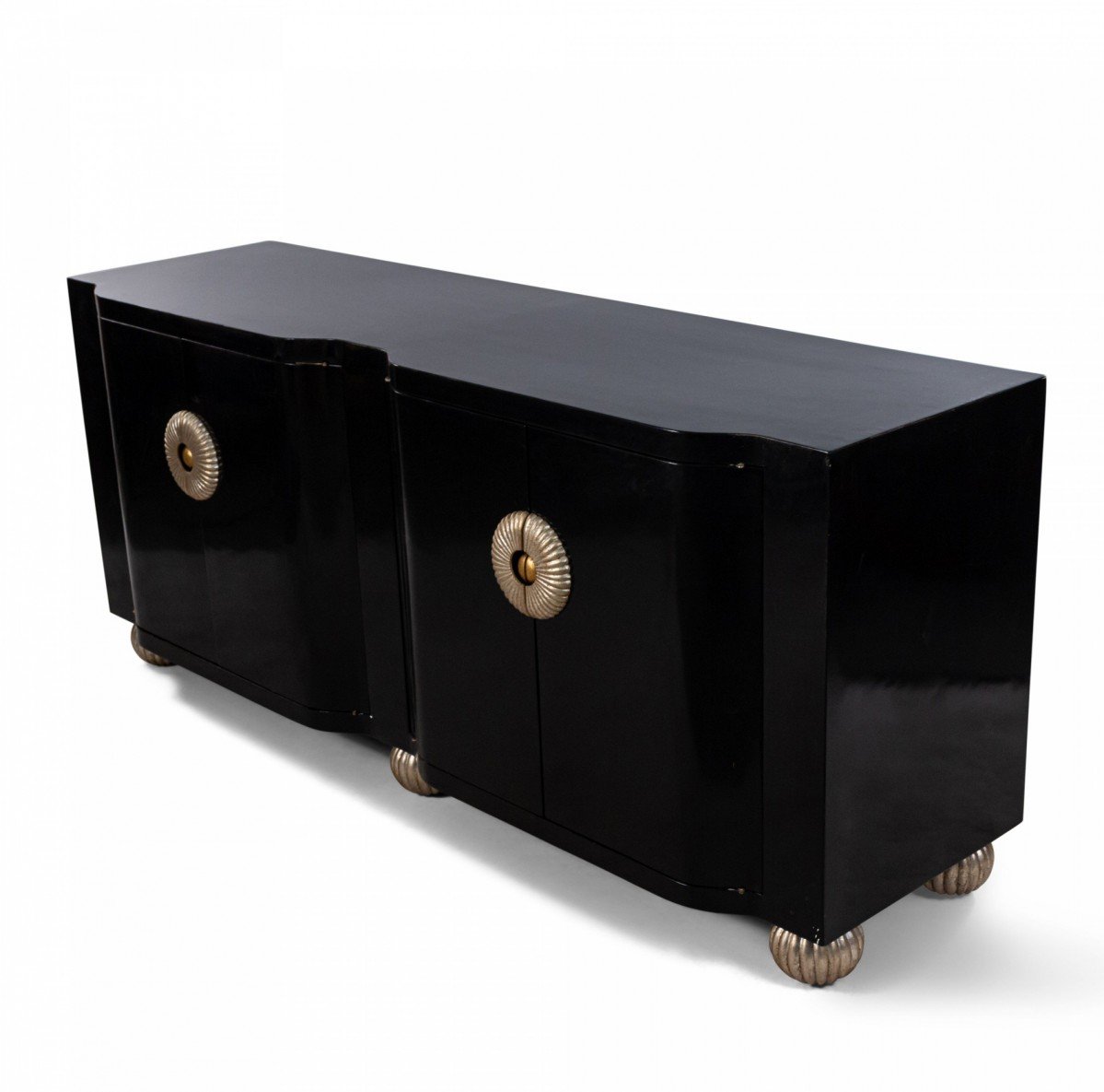 Contemporary black wooden credenza
