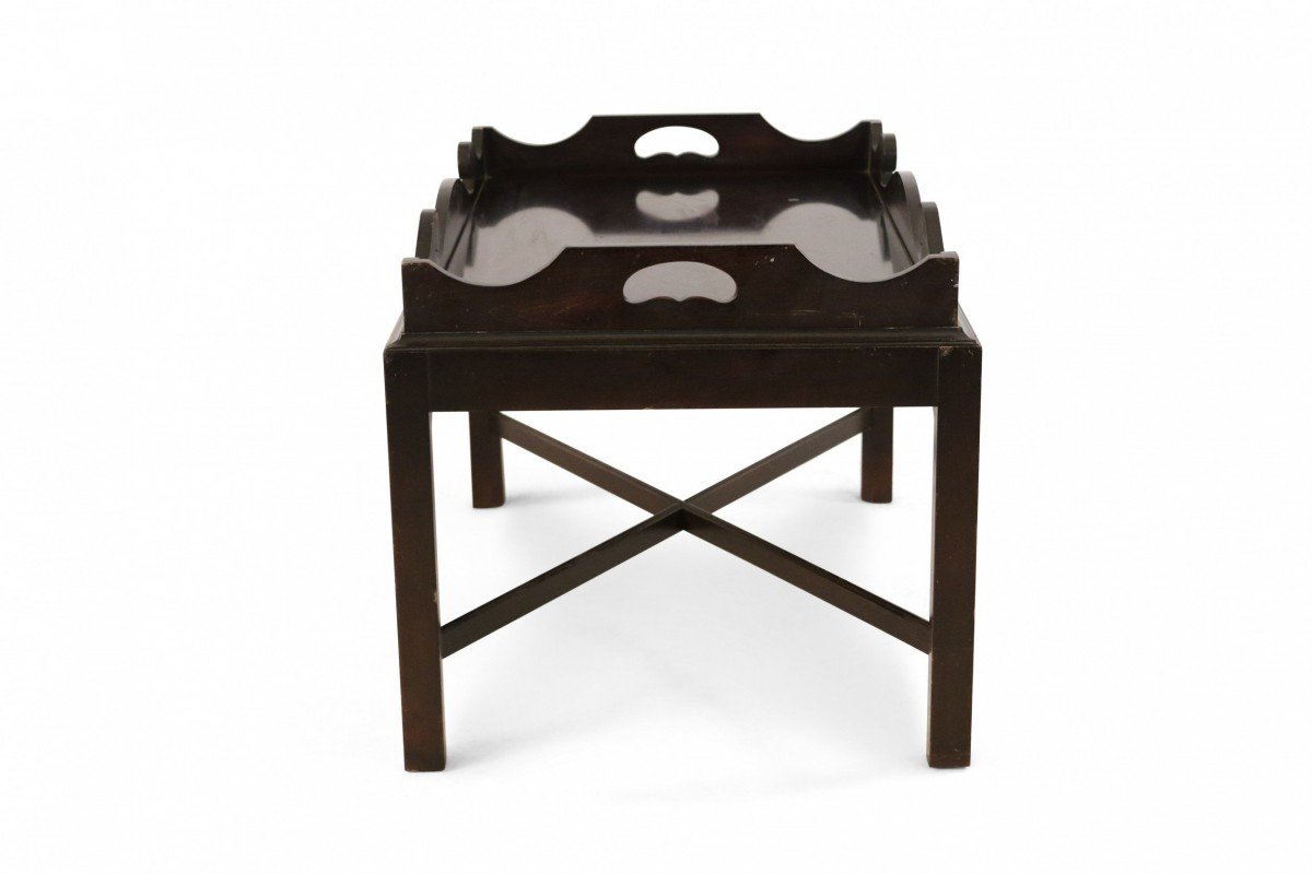 Contemporary dark wood removable tray top coffee table
