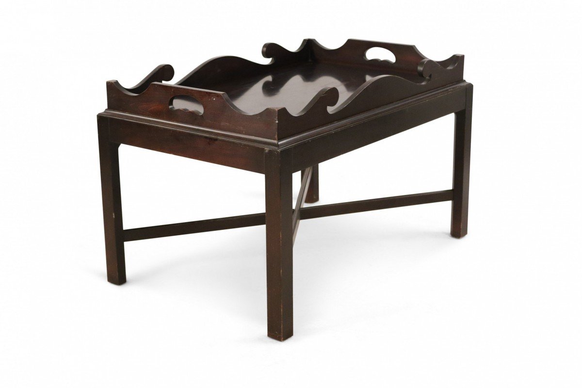 Contemporary dark wood removable tray top coffee table