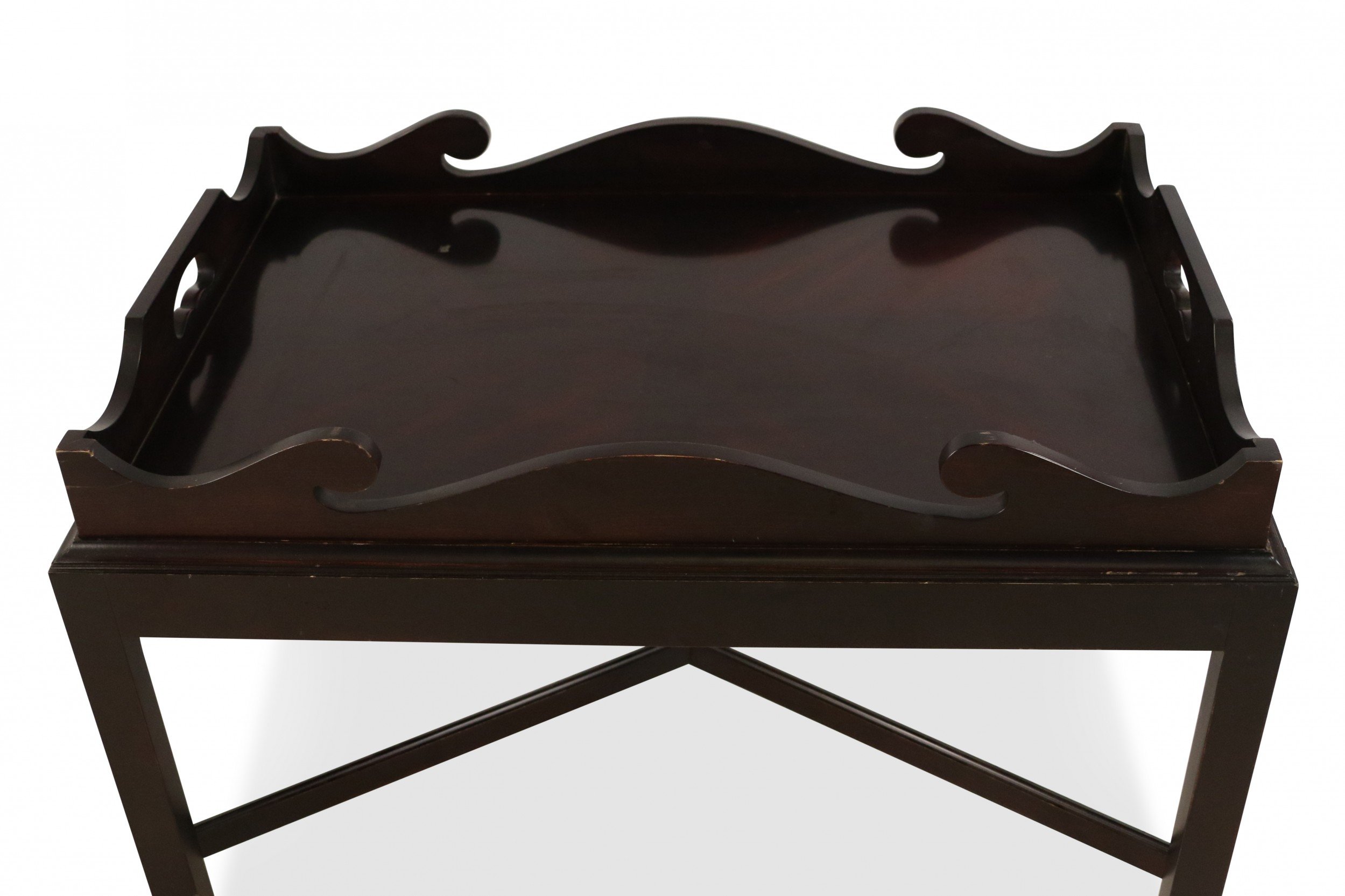 Contemporary dark wood removable tray top coffee table