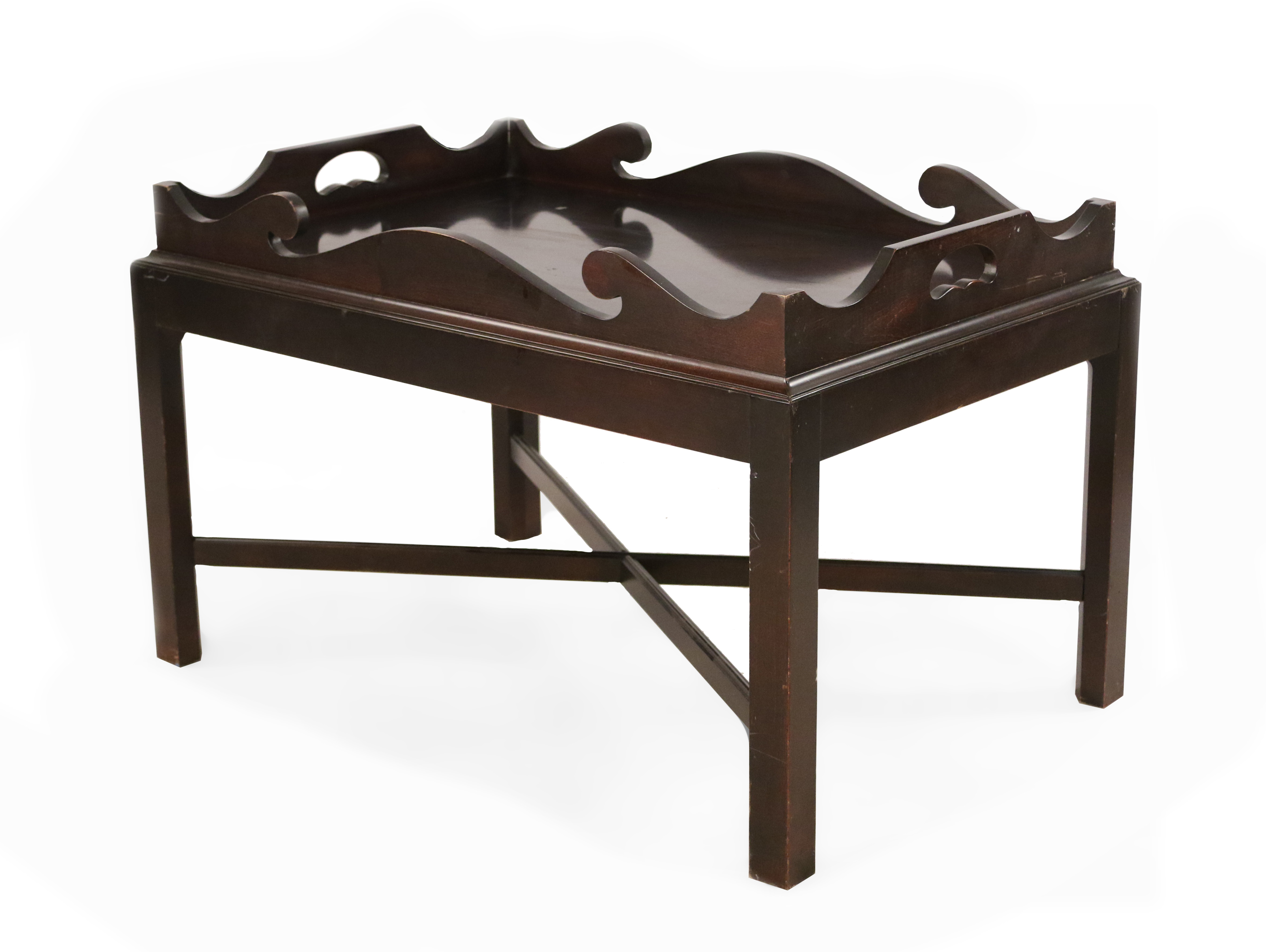 Contemporary Dark Wood Removable Tray Top Coffee Table