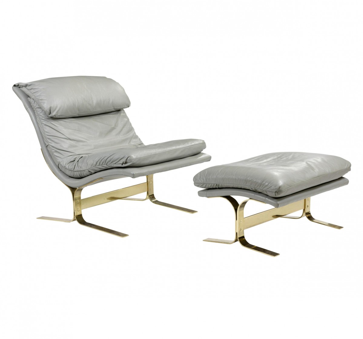 Italian Leather Lounge Chair and Ottoman