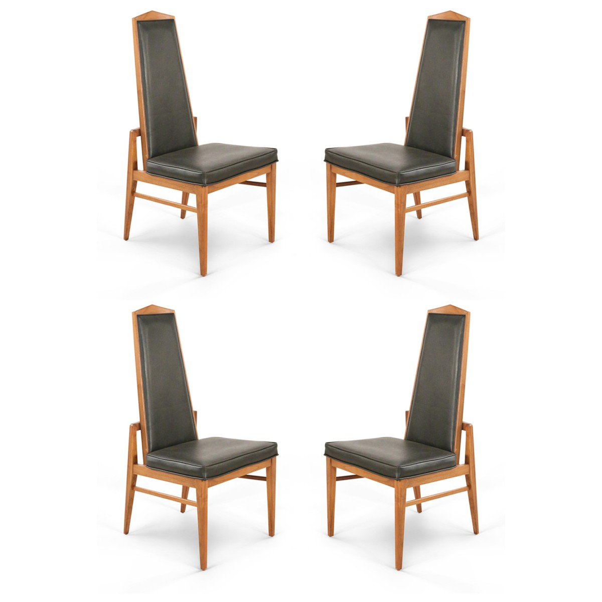 4 mid century foster mcdavid black vinyl dining chairs