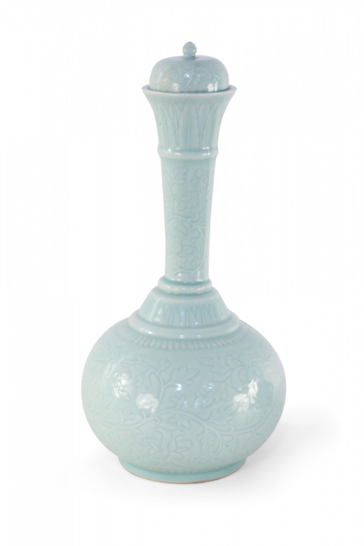 Chinese Celadon Lidded Porcelain Vase