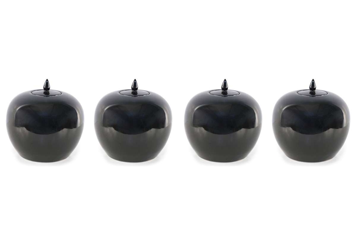 Chinese High Gloss Black Lidded Porcelain Vases