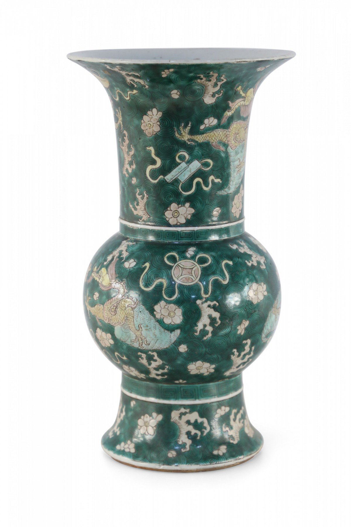 Chinese Jingdezhen Tri Color Phoenix Tail Porcelain Vase