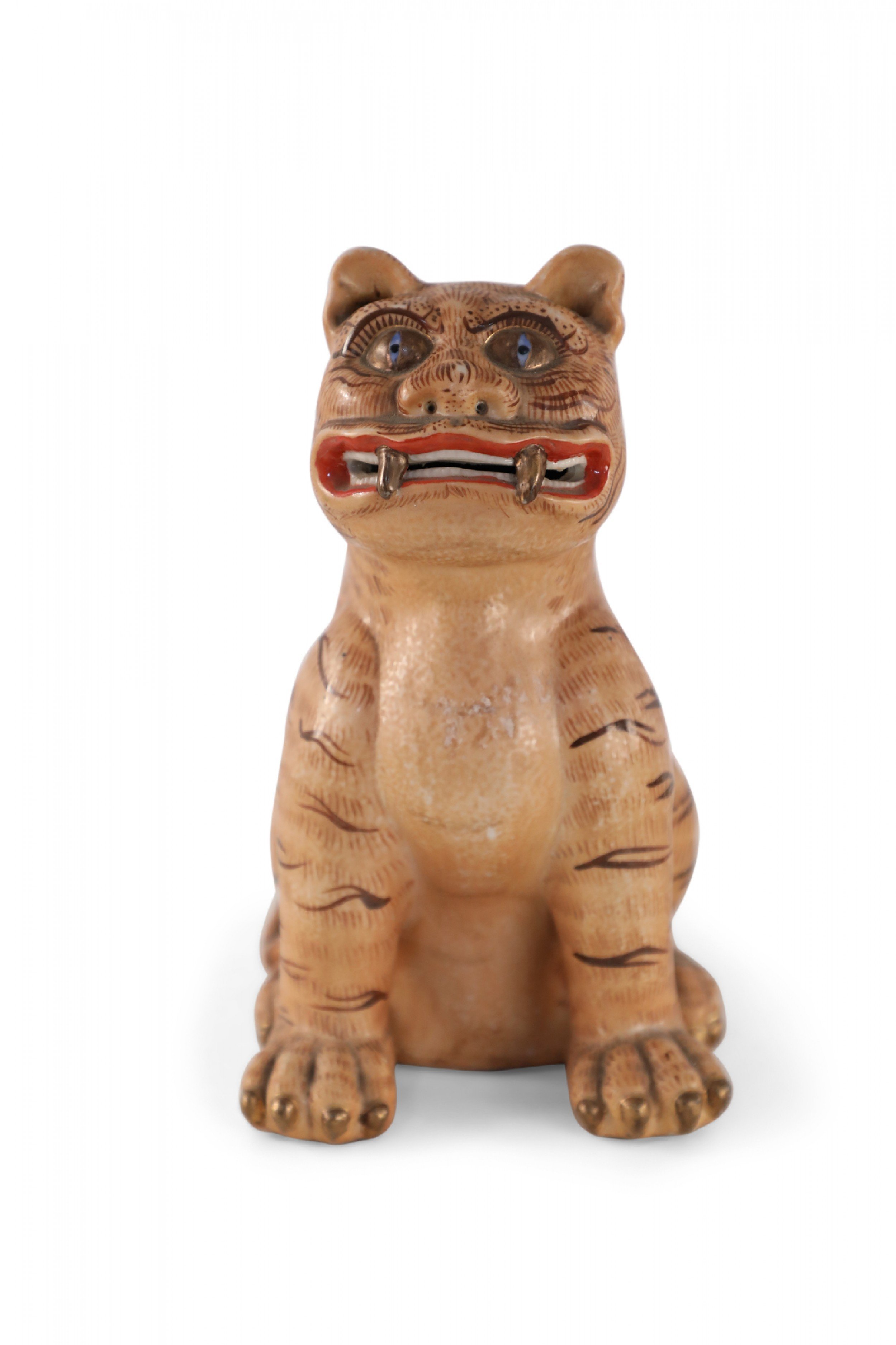 Chinese Macau Brown Porcelain Tiger Statue