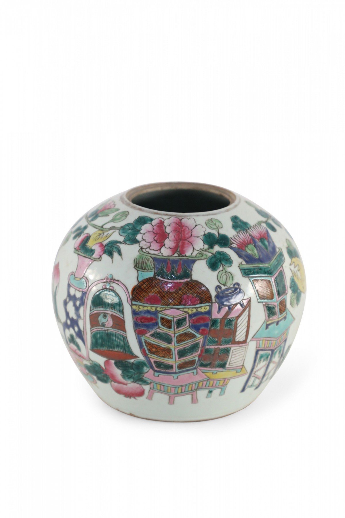 Chinese White and Multicolor Decoration Porcelain Watermelon Jar