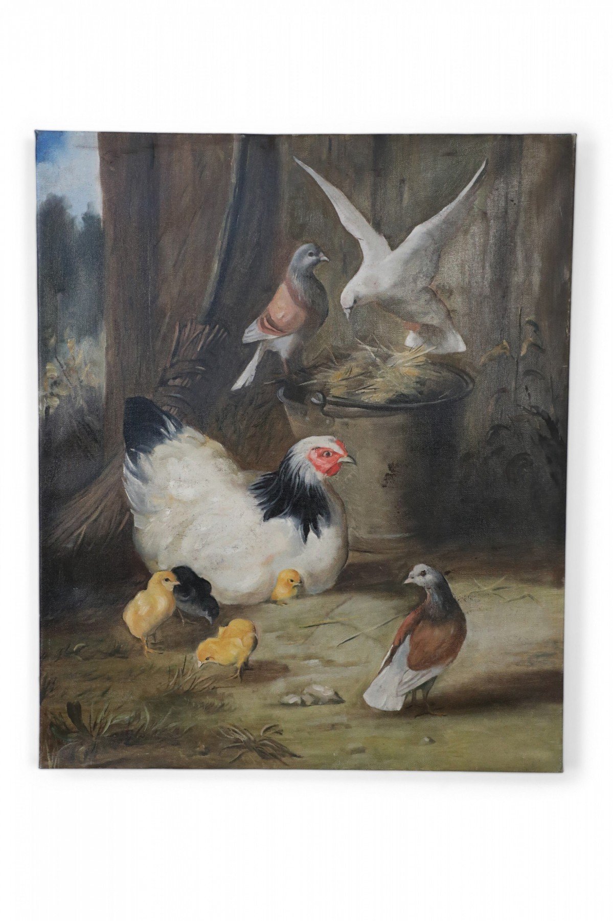 Birds Feeding Oil Painting 1