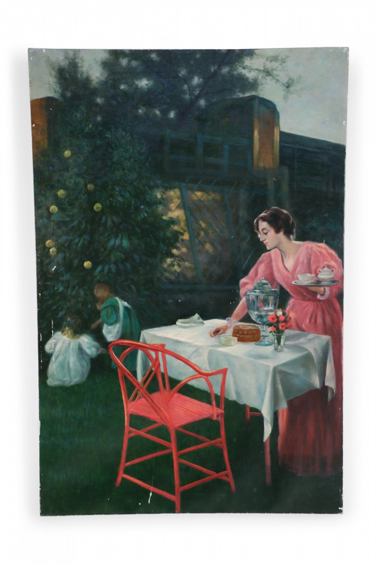 Woman and Children Outdoor Tea Painting