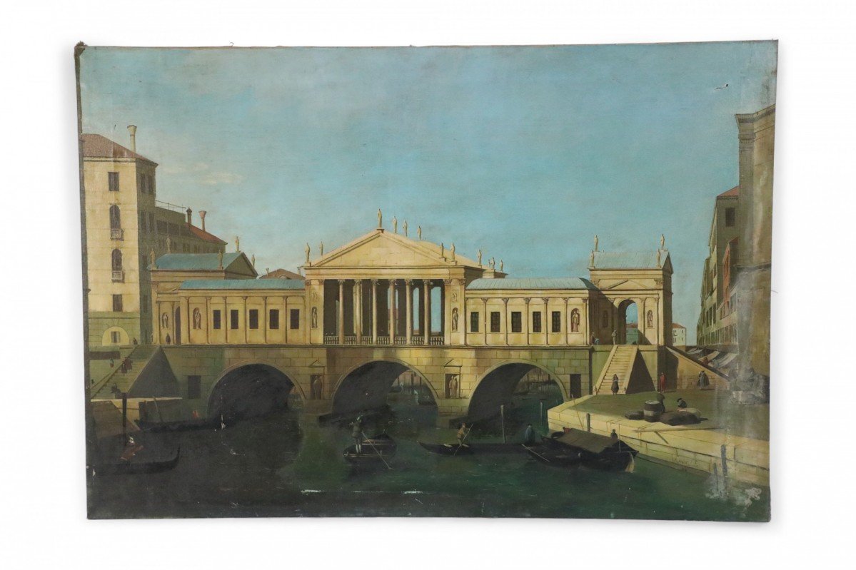Classic Columned Building Over Canal Painting