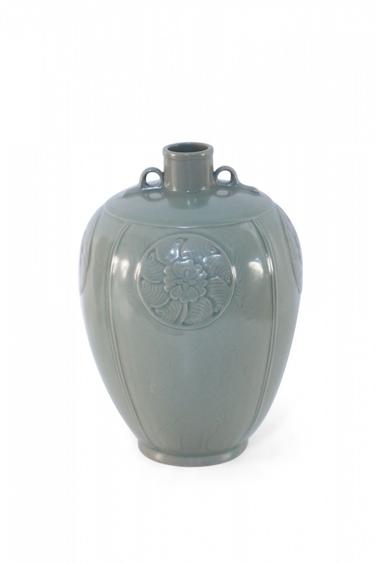 Chinese Gray Incised Meiping Ceramic Vase