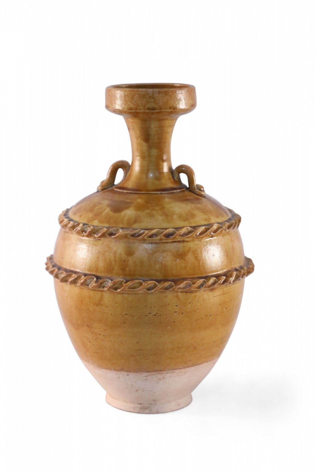 Chinese Brown and Pink Handled Vase