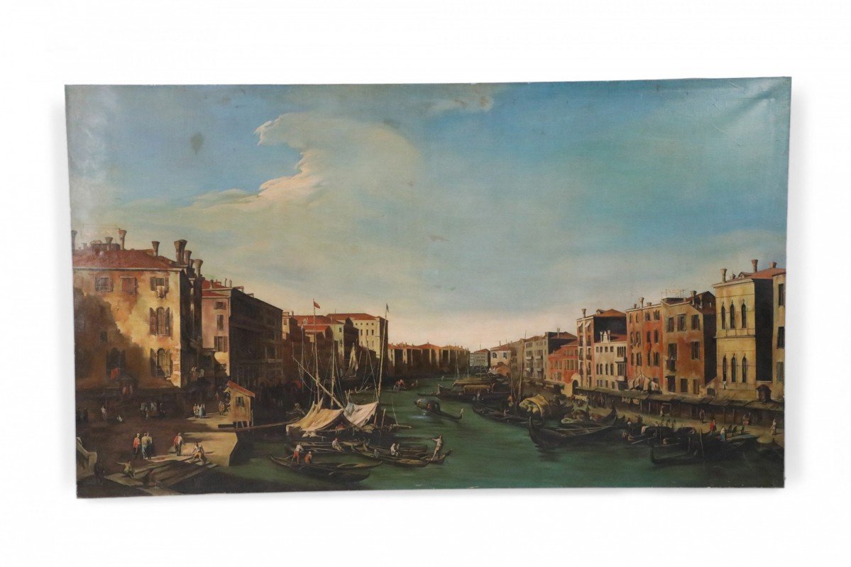 Italian Canal and Village Golden Hour Painting