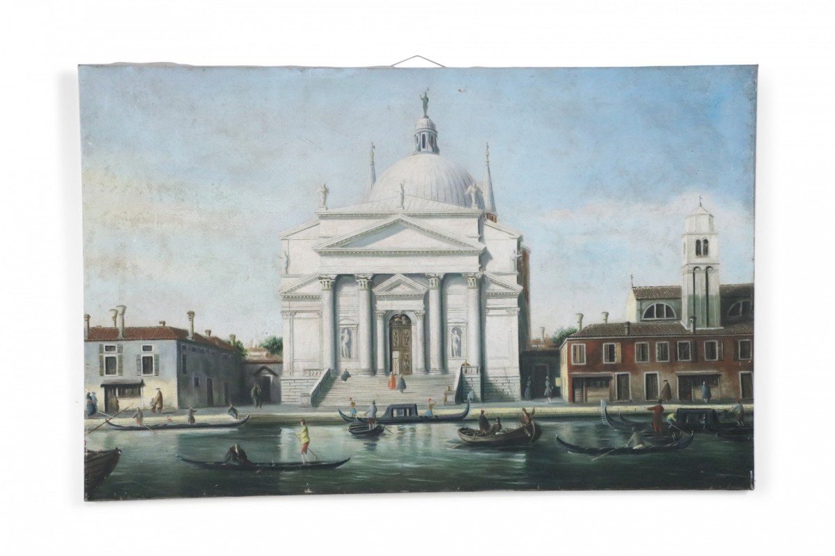 White Domed Church on Venetian Canal Painting