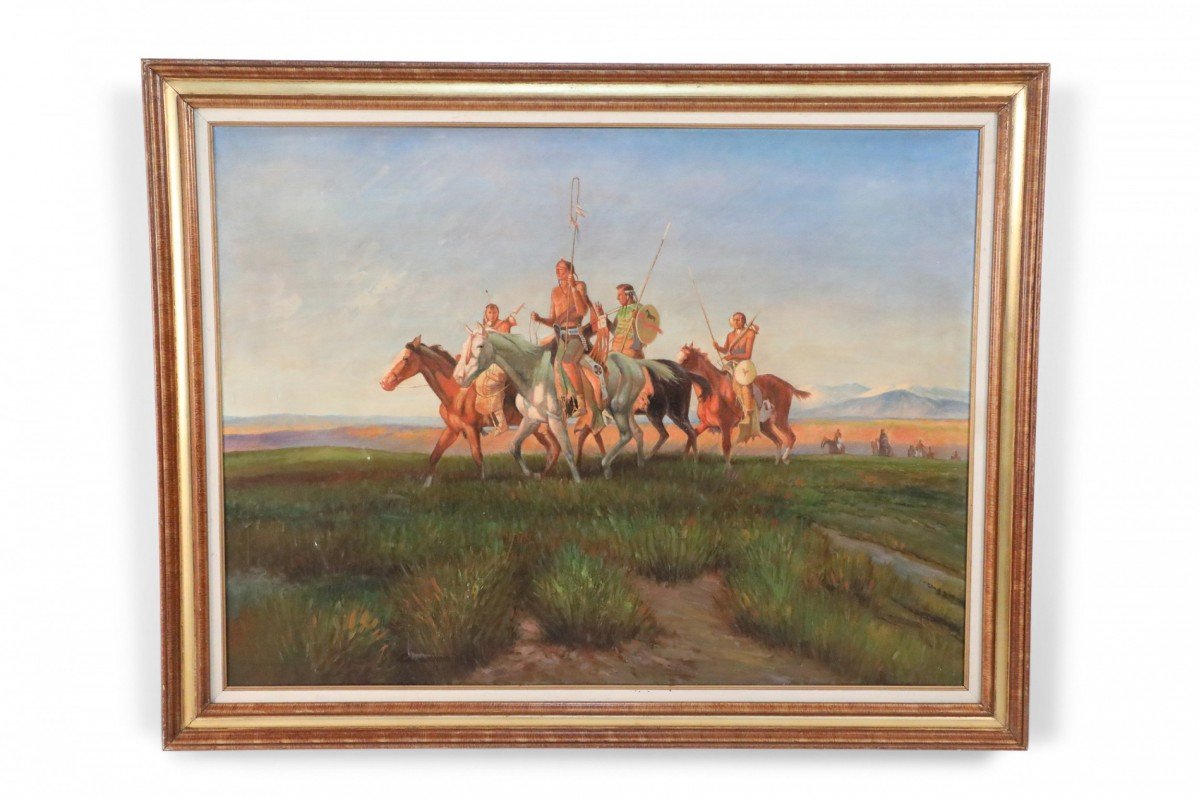 Indigenous Americans on Horseback Painting
