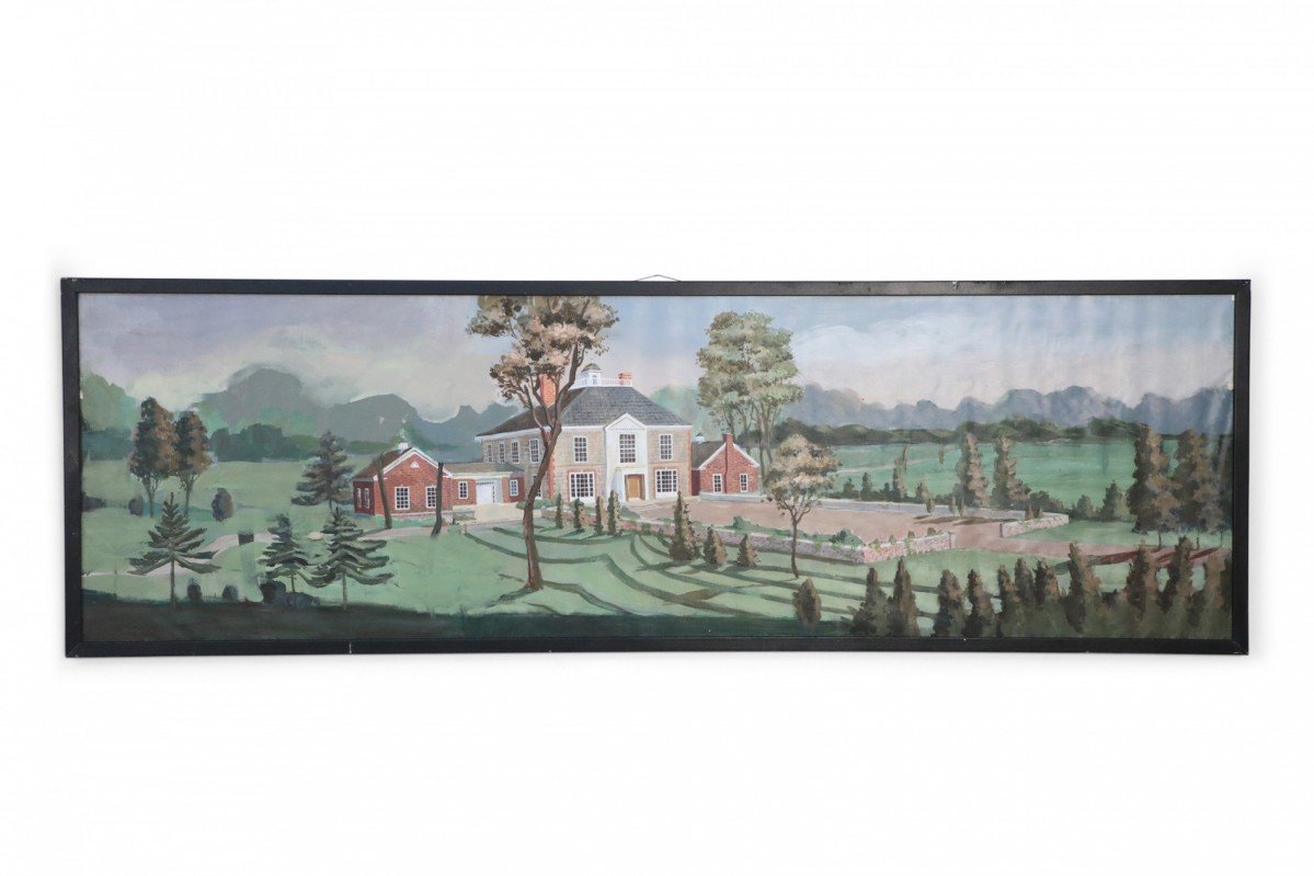 Panoramic Landscape and Manor House Painting