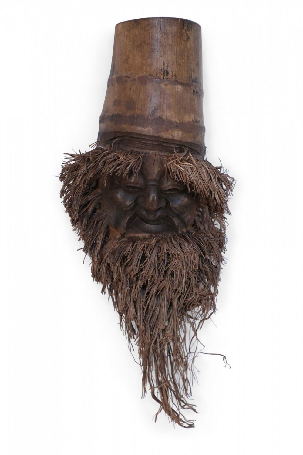 Chinese Carved Bamboo Root Face Wall Hanging