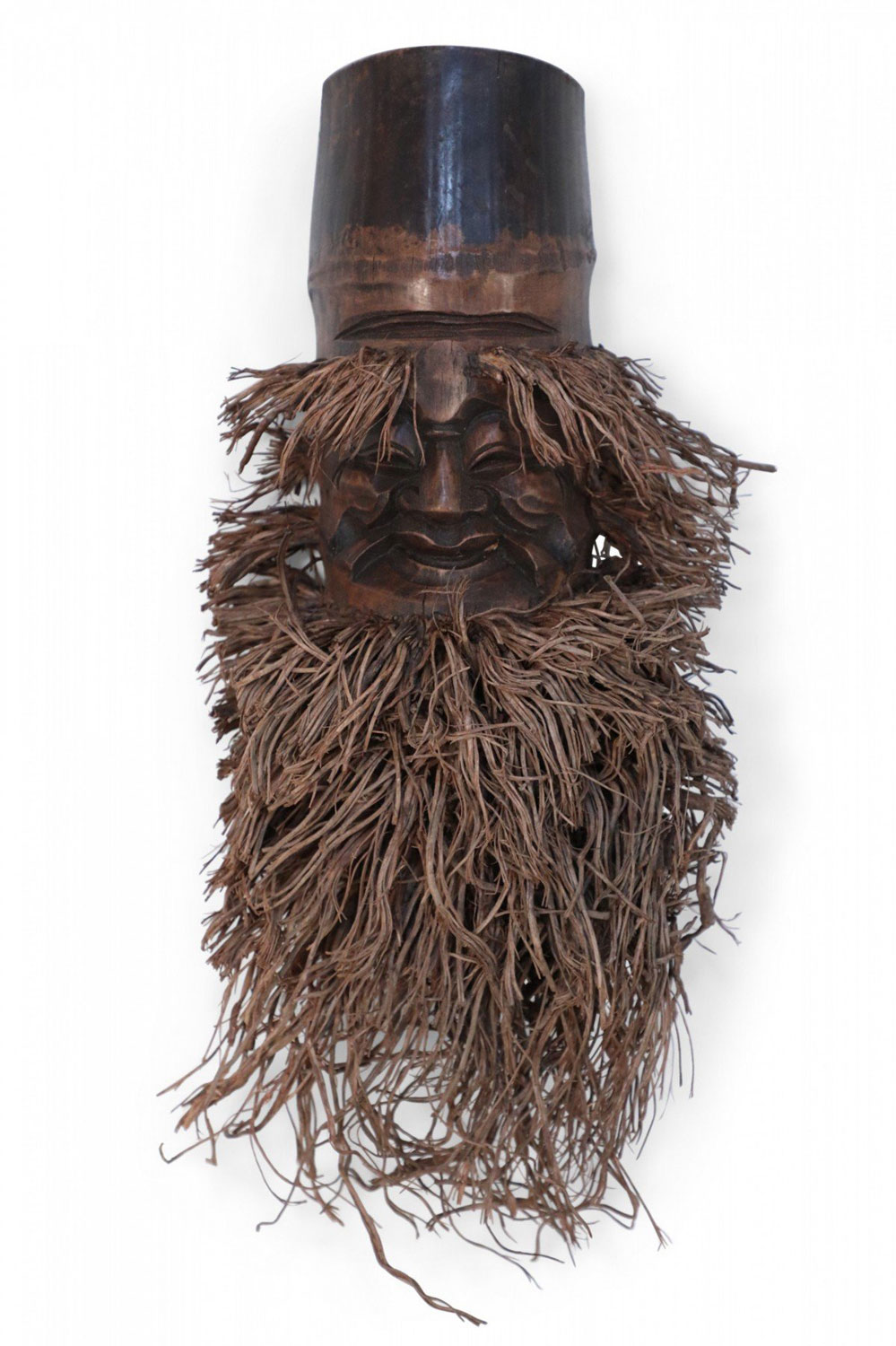 Chinese Carved Bamboo Root Face Wall Hanging 3