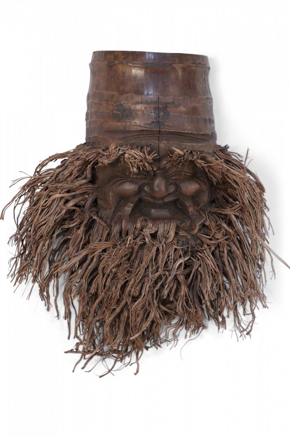 Chinese Carved Bamboo Root Face Wall Hanging 5