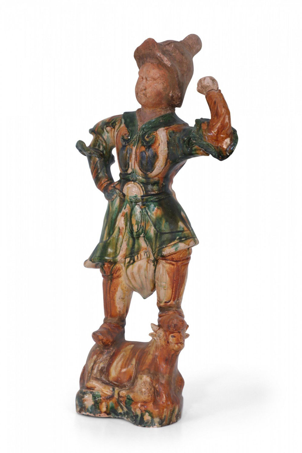 Chinese Tang Dynasty Style Sancai Glazed Terra Cotta Tomb Guardian