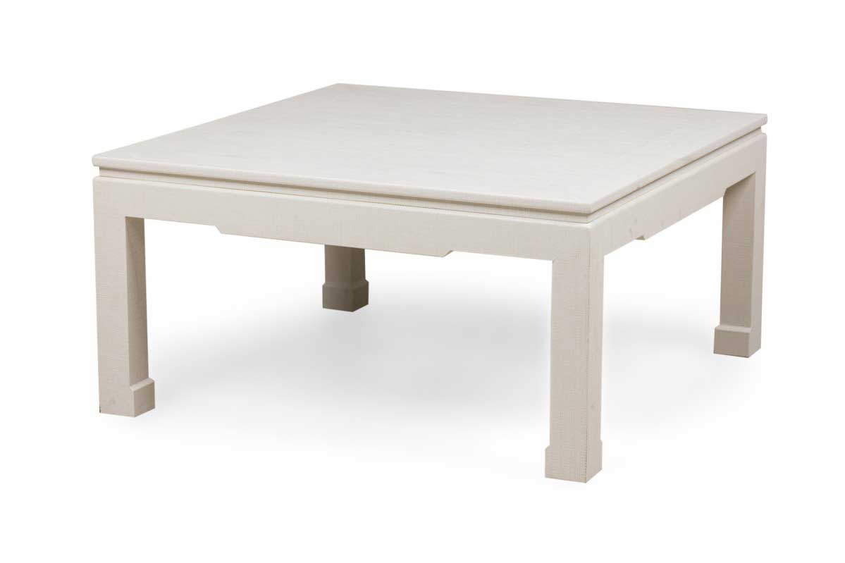 Asian contemporary ming dynasty style white wrapped raffia mat coffee table 