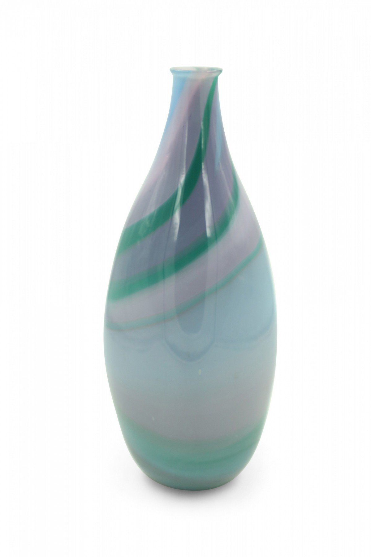 Green Purple and Blue Tapered Art Glass Vase