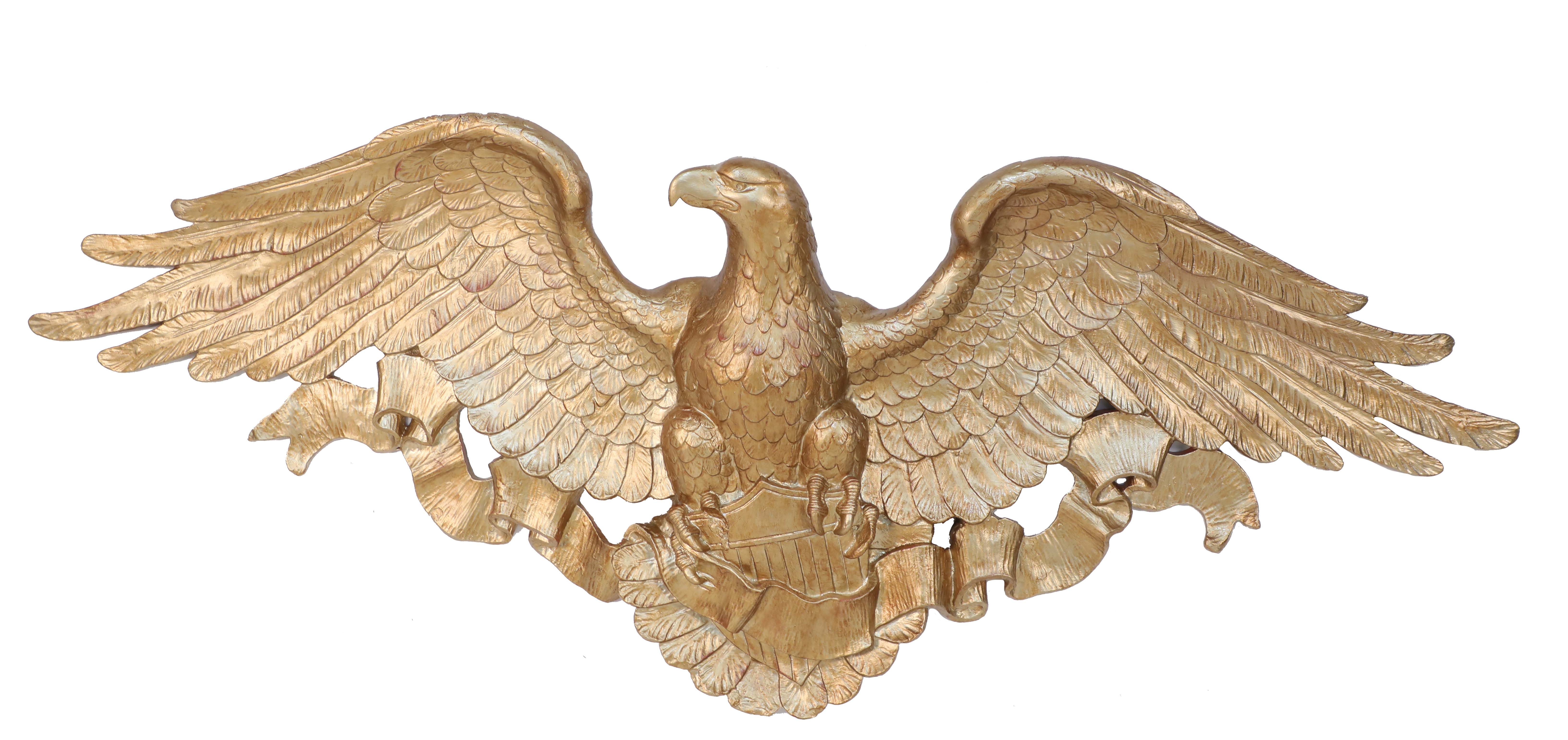 American Federal Style Gold Painted Molded Resin Eagle Wall Hanging