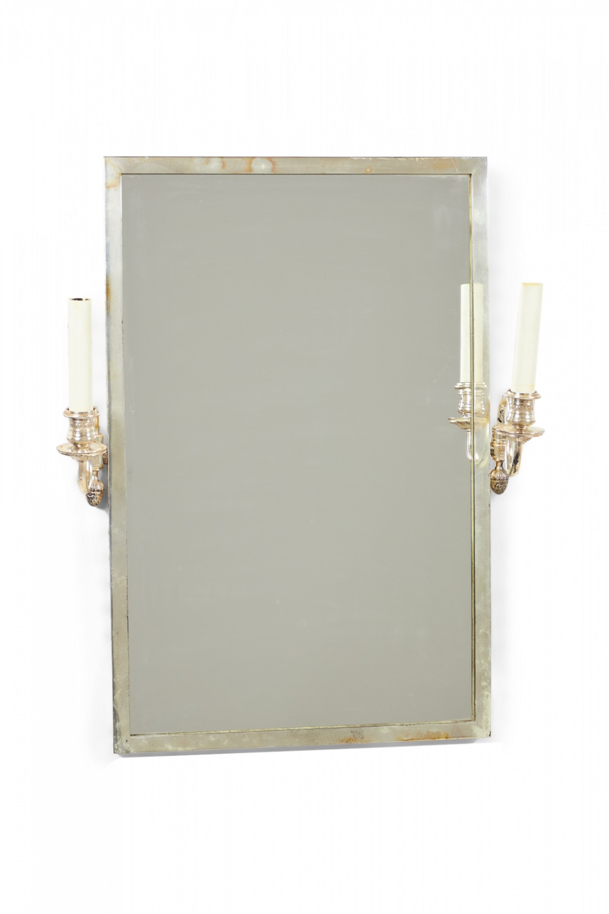 French mirror with two arm silver sconces