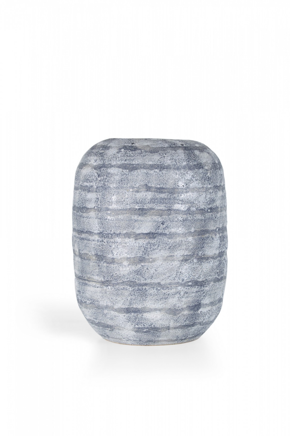 Gary DiPasquale Contemporary Thrown Textured Gray Striped Rounded Vase