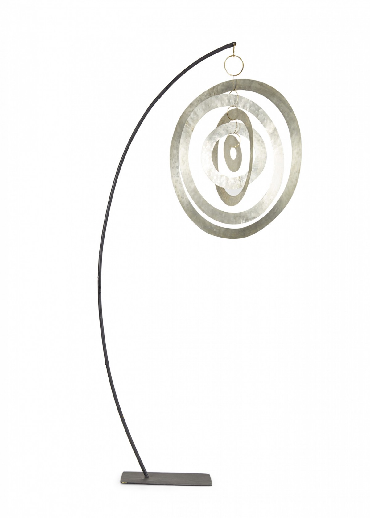 Robert Lee Morris Nickel Orbit Mobile Hammered Nickel Sculpture