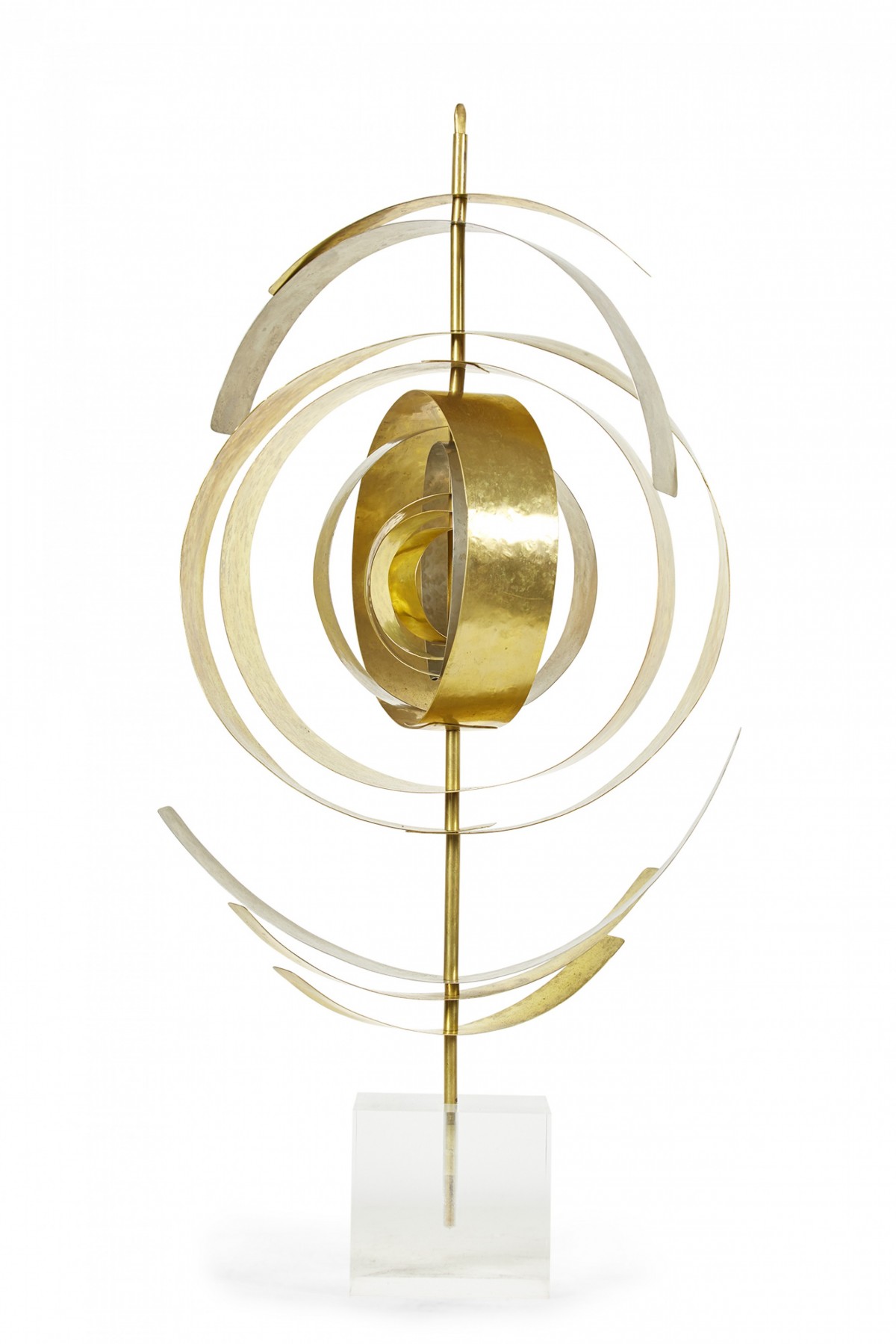 Robert Lee Morris Cyclone Nickel and Brass Sculpture