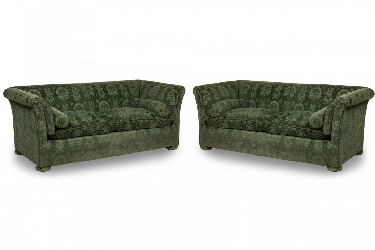 French victorian gold silk velvet loveseat