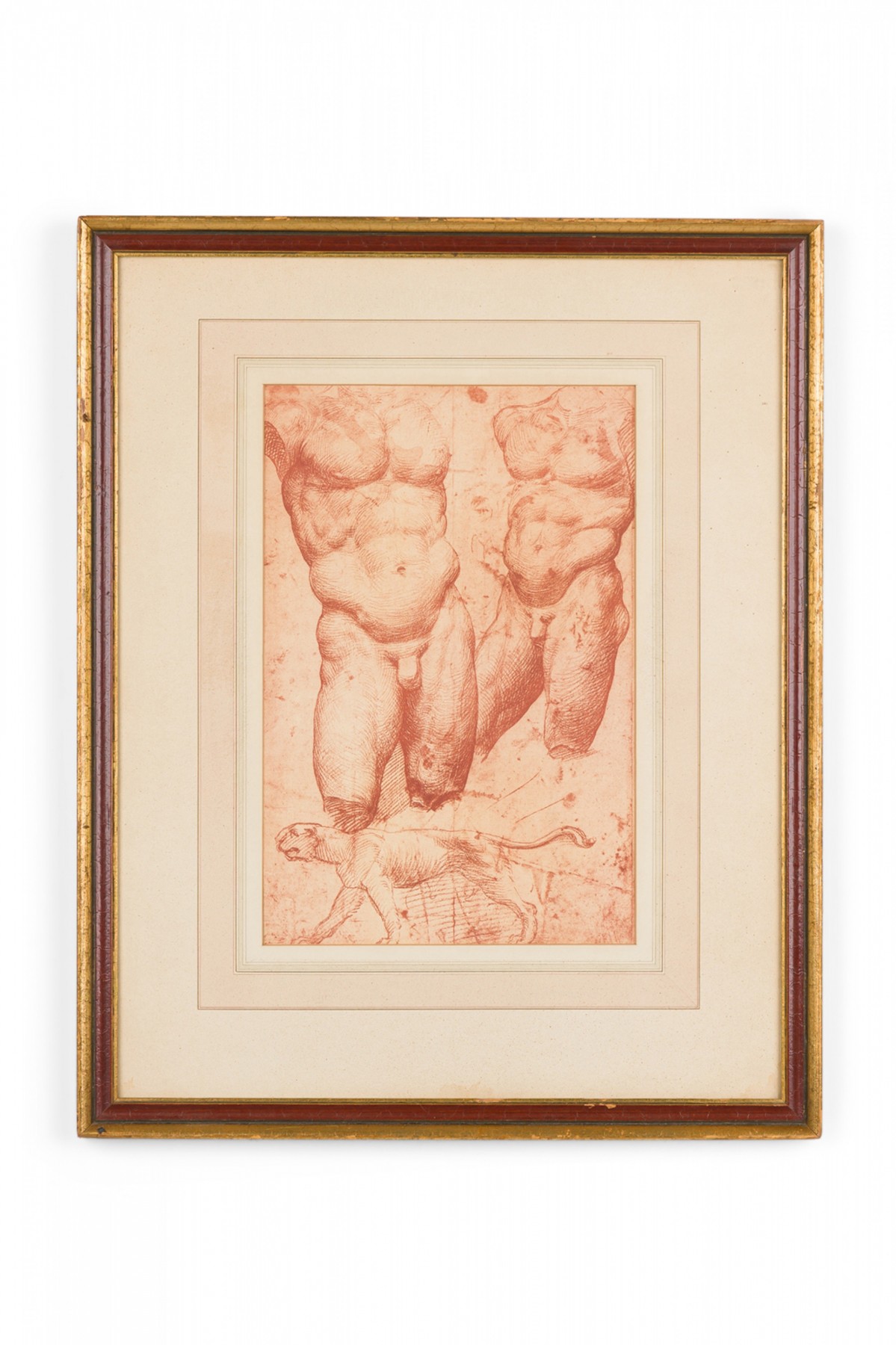 Italian neo classic style two male torsos print