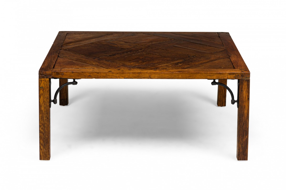 Contemporary wooden parquetry floor tile coffee table