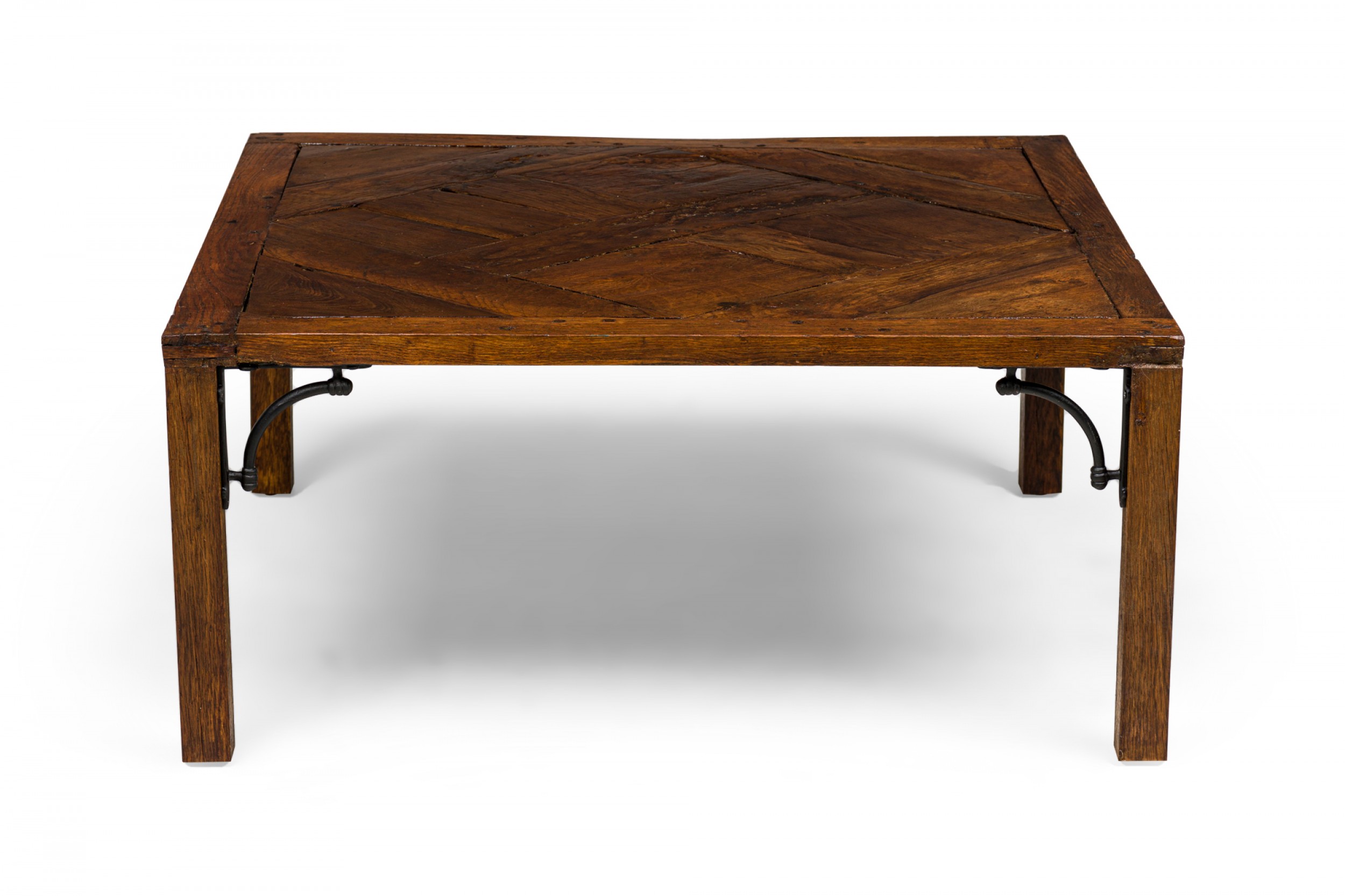 Contemporary wooden parquetry floor tile coffee table