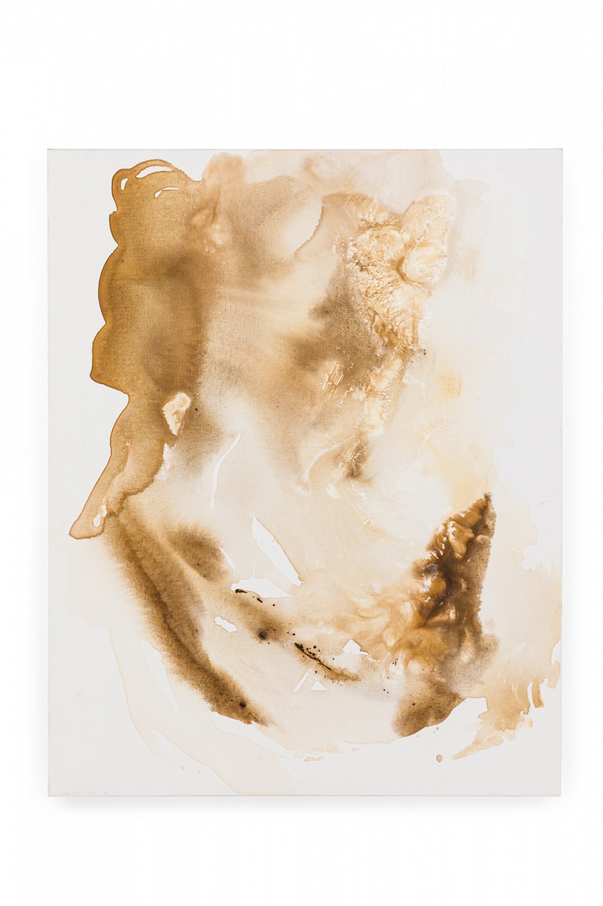 Contemporary american abstract acrylic light brown wash painting on canvas