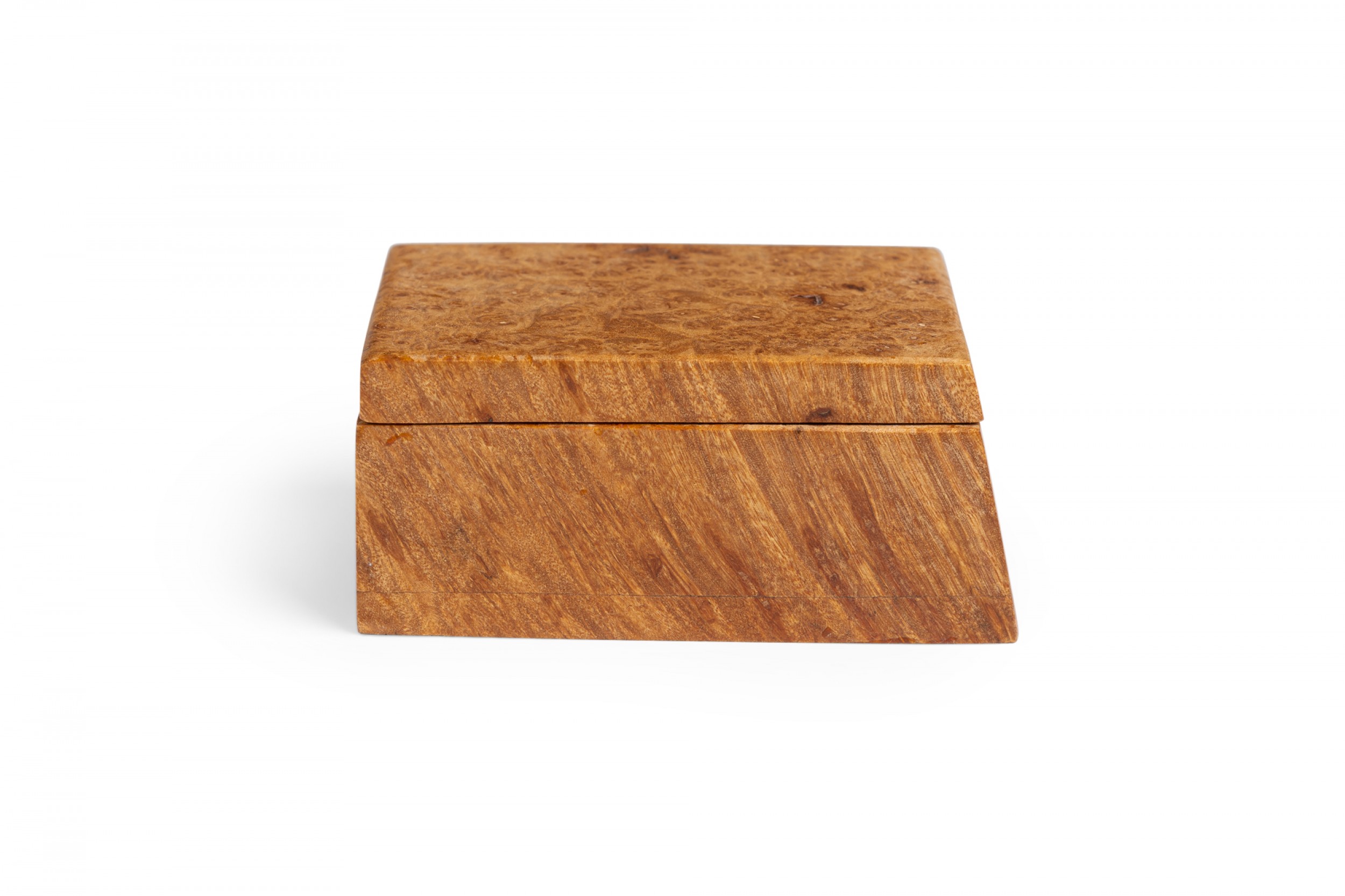 Contemporary american small maple burl decorative rectangular box