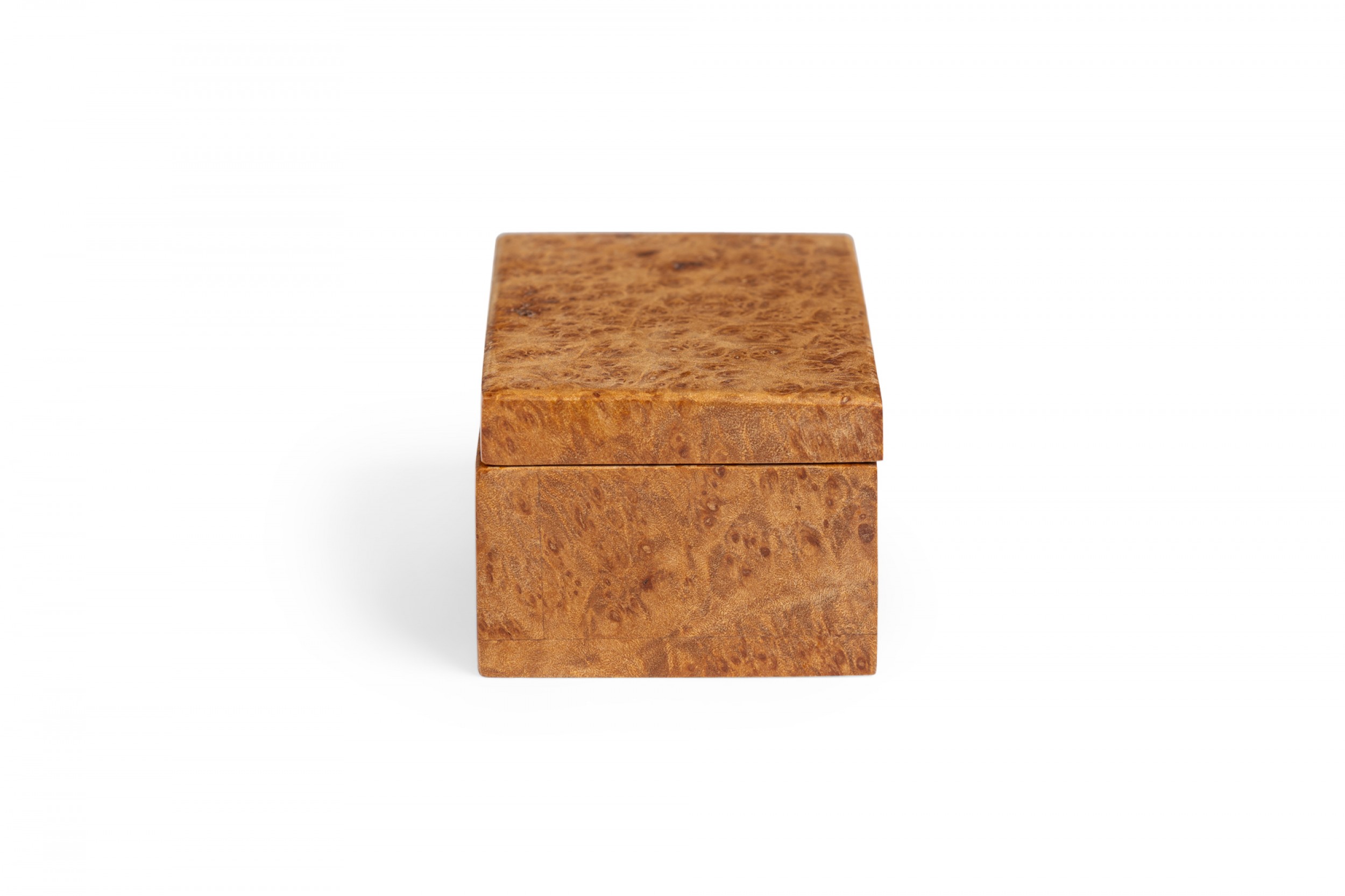 Contemporary american small maple burl decorative rectangular box