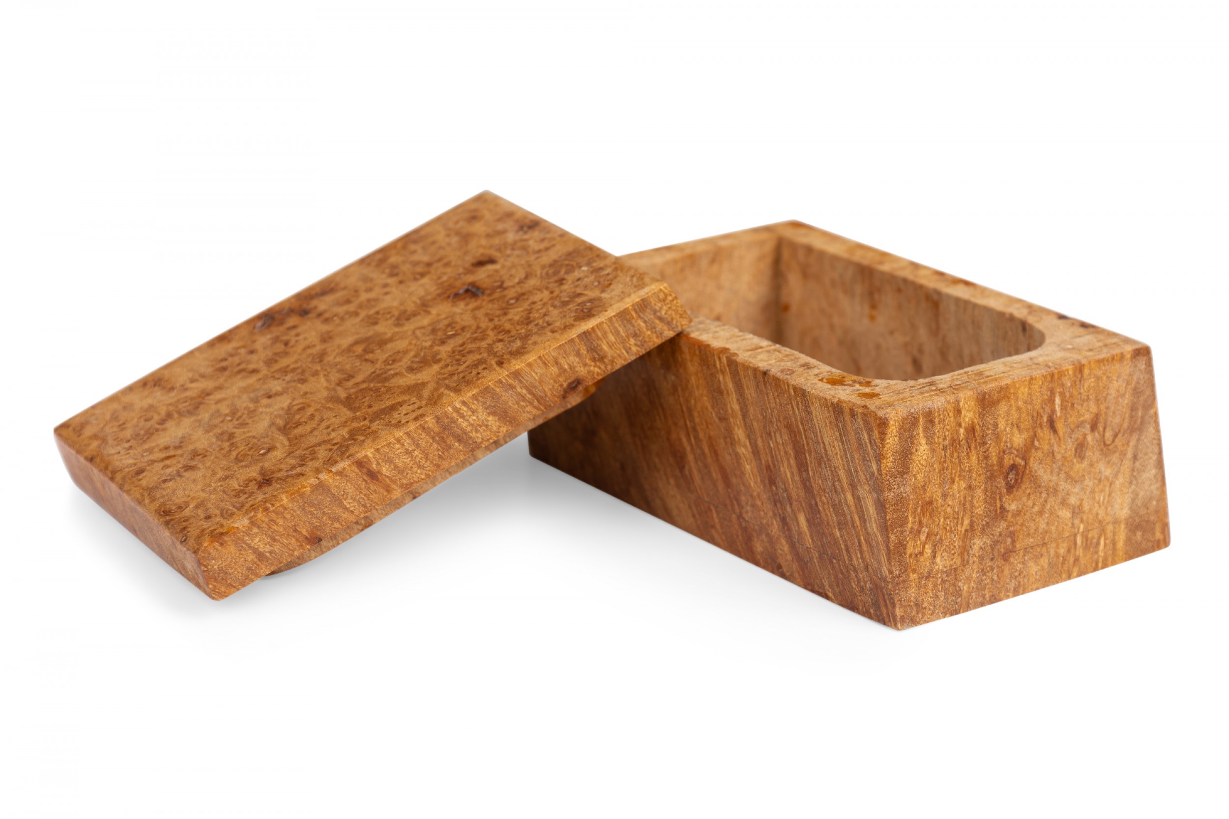 Contemporary american small maple burl decorative rectangular box