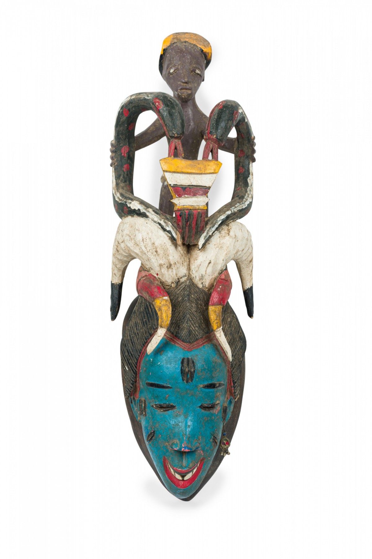 African sierra leone contemporary carved painted wood temne headcrest mask