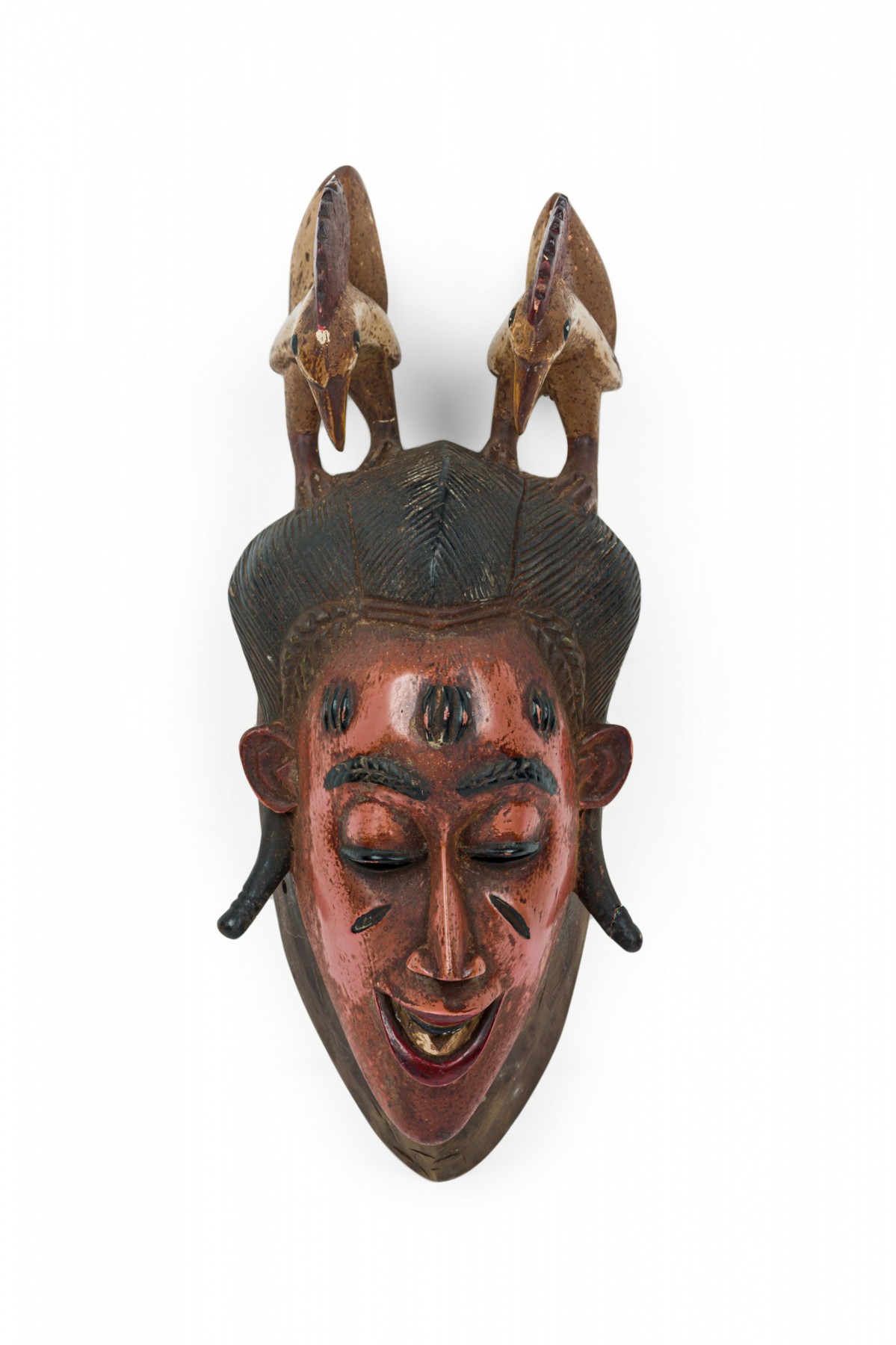 African ivory coast contemporary carved painted wood guro mask