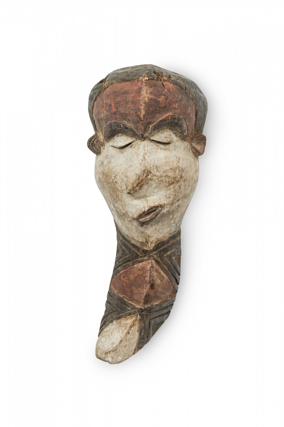 African congo early 20th century carved painted wood pende facial mask