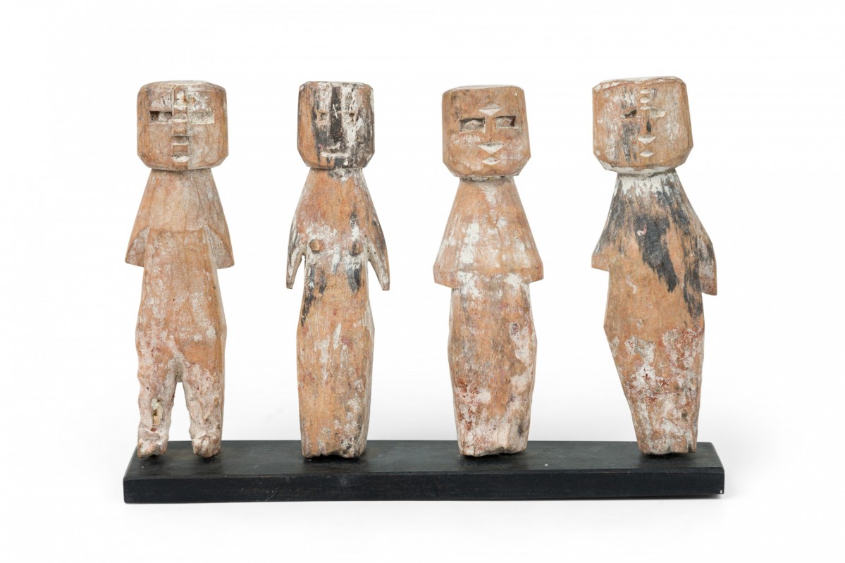 African southeastern ghana 20th century carved wood mounted adan miniature ancestor effigies