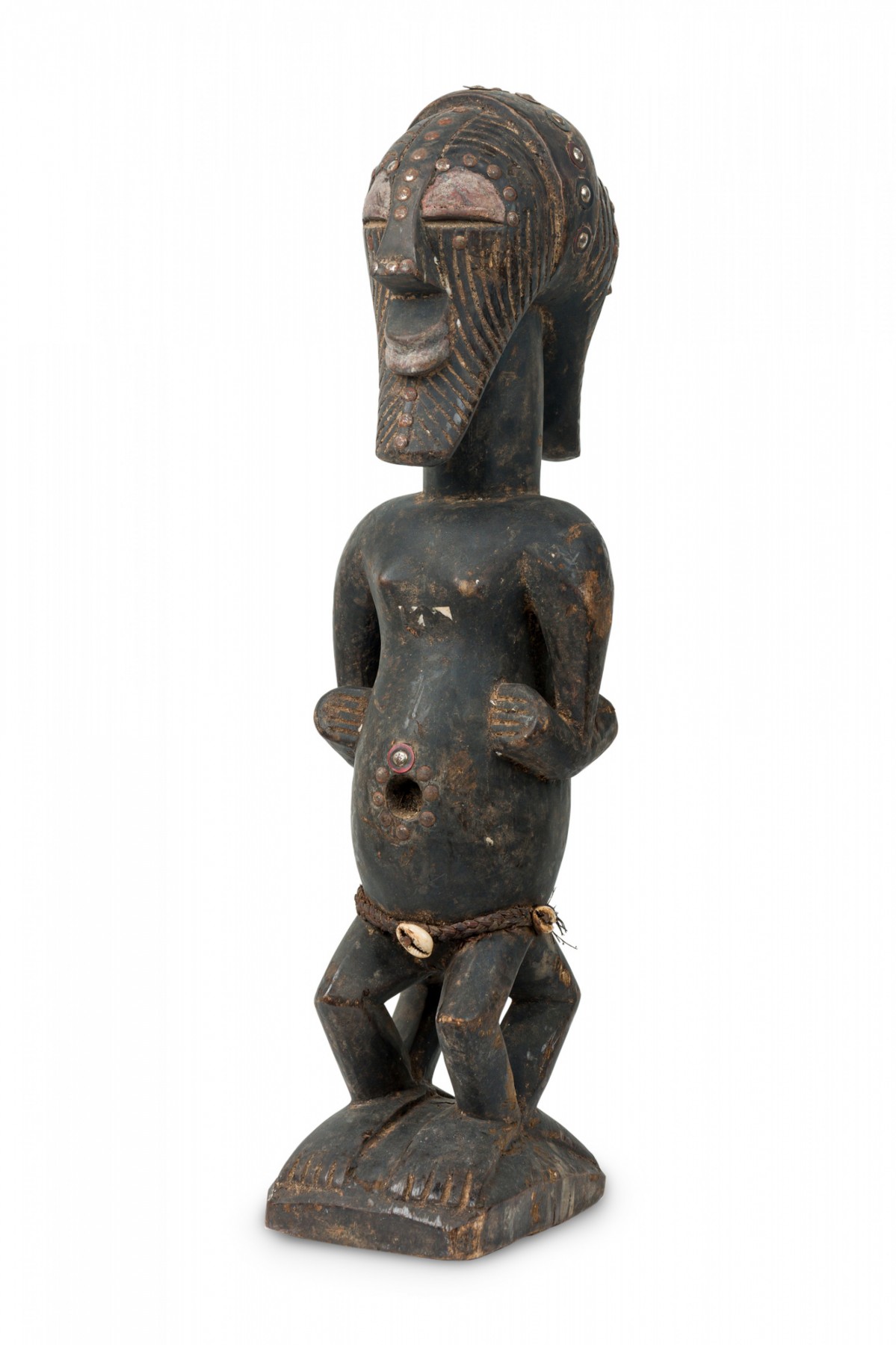 African dr congo 20th century carved wood songye 2 headed janus figure