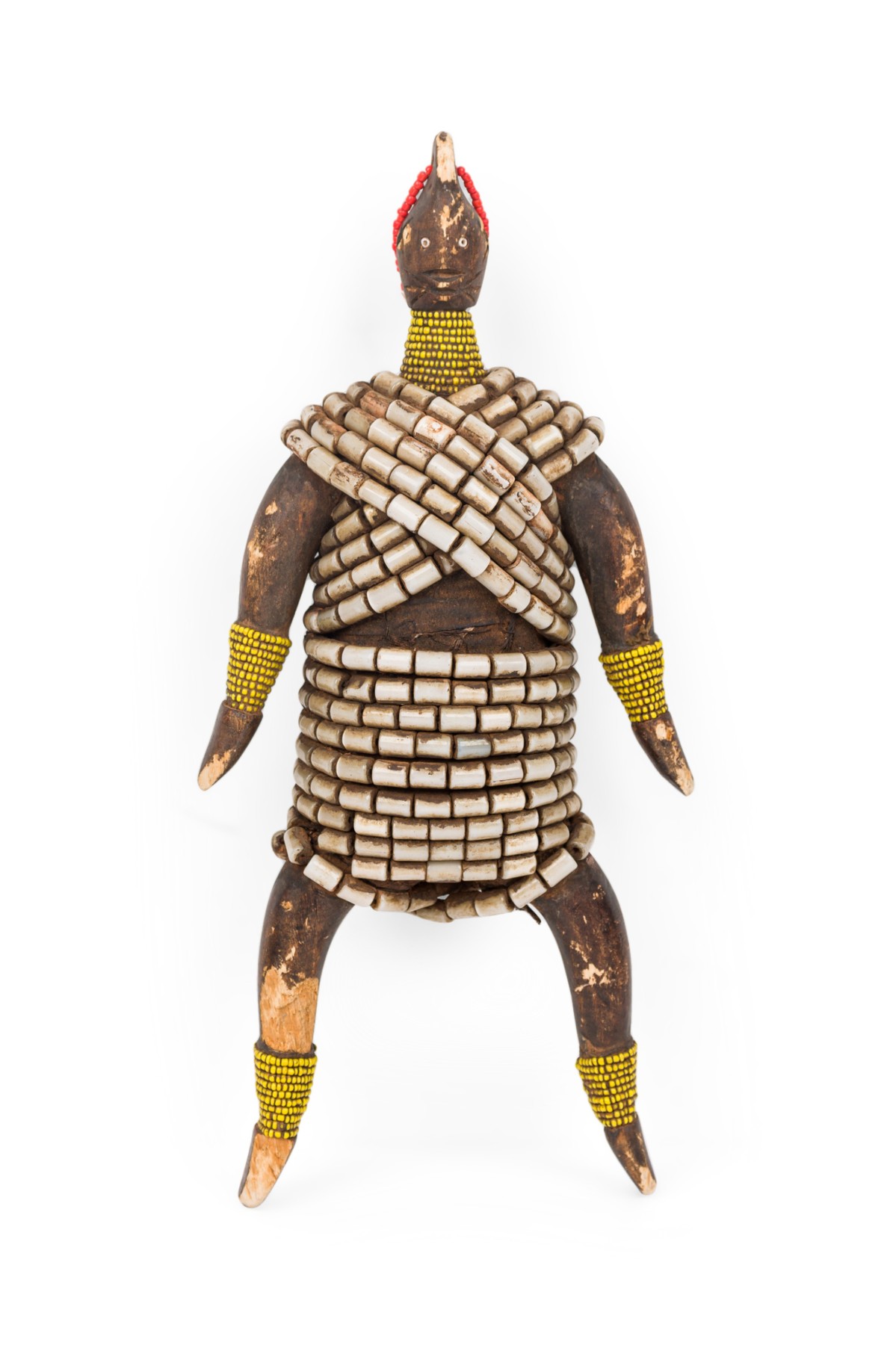 African cameroon 20th century carved wood beaded namur doll female fertility figure