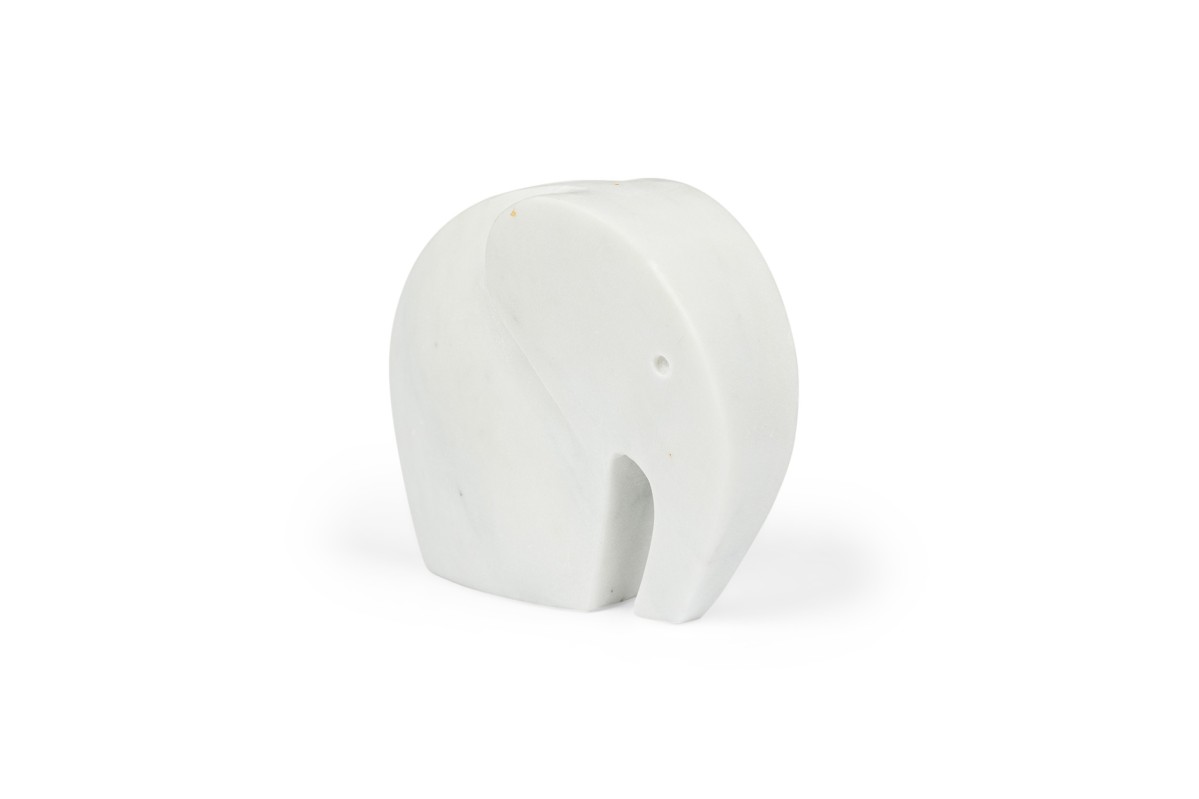 Contemporary white marble sculpture of elephant